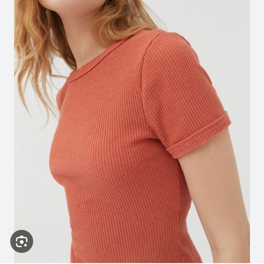 Women's Ribbed Rust Baby Tee Top